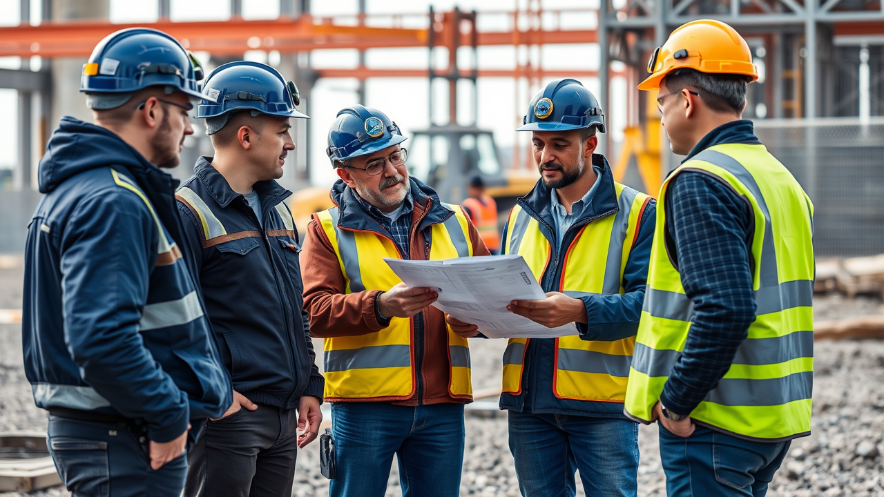 Équipe BTP en réunion de chantier pour anticiper la montée en charge 2025