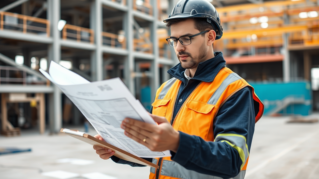 Artisan BTP consultant des documents de marché public sur chantier
