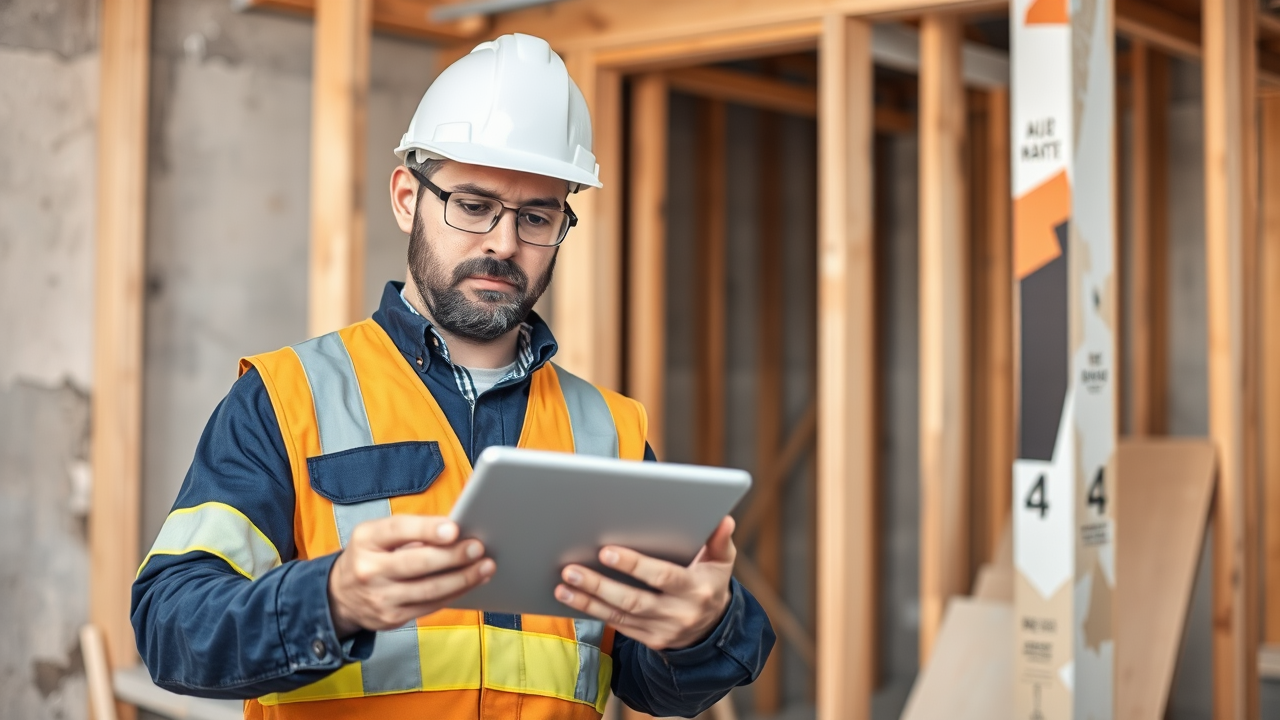 Artisan BTP consultant la plateforme AUTAF sur tablette pour trouver des chantiers de rénovation