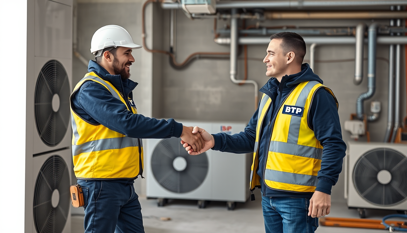 Équipe d'artisans en rénovation énergétique sur un chantier en France