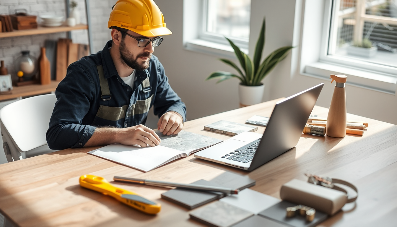 Artisan carreleur développant son entreprise grâce au numérique