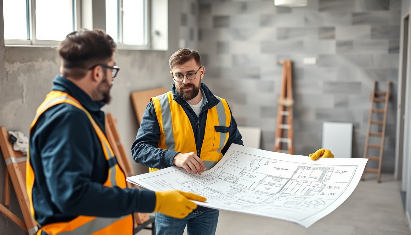 Carreleur gérant de SARL sur un chantier de rénovation en France